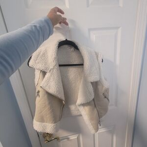 Women's Cream and White Sherpa Vest